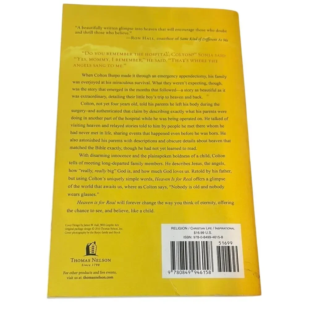 Heaven Is for Real by Todd Burpo Paperback Christian Inspirational Book